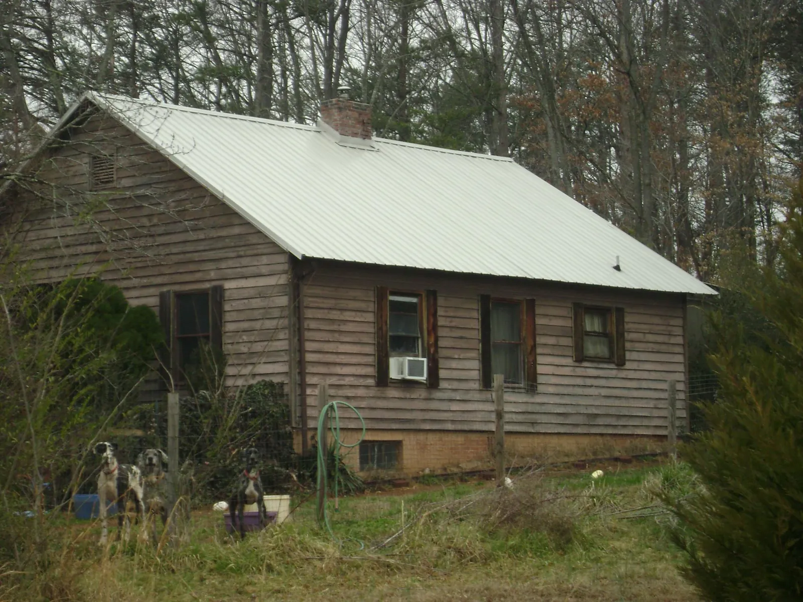 White metal roof on an old wood sided farmhouse, from a Asphalt Shingle Roof Repair job in Murphysboro